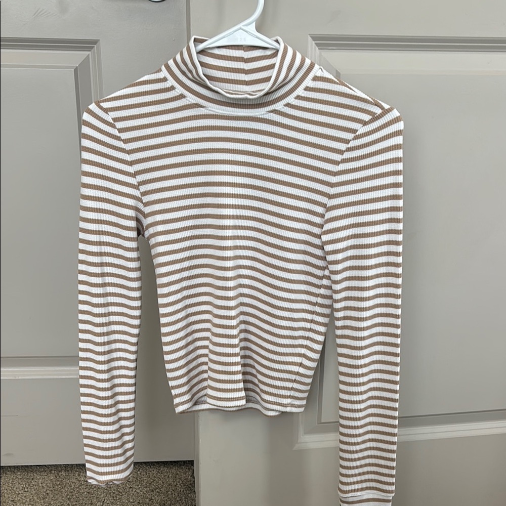 Striped Brown and White Women's Top
